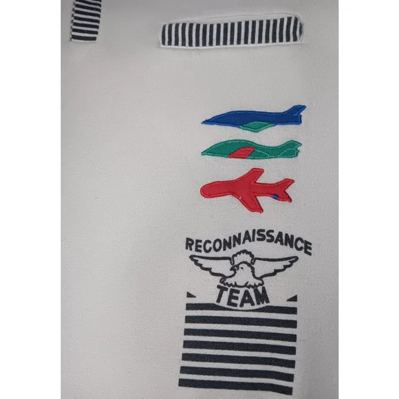 Vintage 80s Reconnaissance Team Adult Large Sweatshirt 1/2 Button White Long Sle - Picture 4 of 8